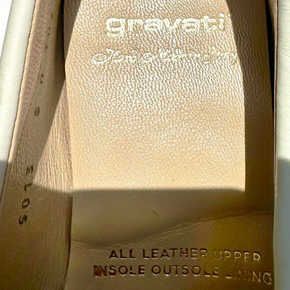 Gravati Women’s Leather Loafers – White/Navy Cap Toe – Size 8M – Made in Italy - Picture 5 of 10